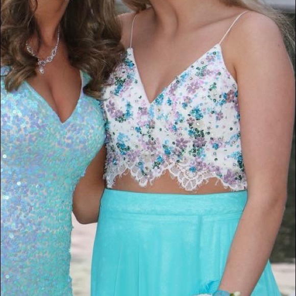 2 piece turquoise prom dress - Picture 6 of 6